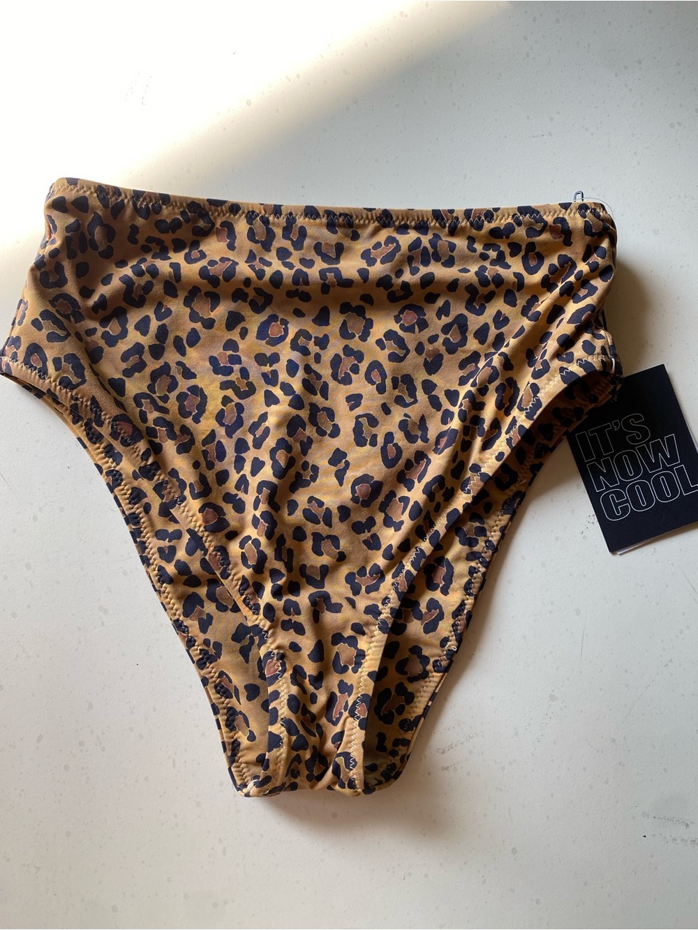 It’s Now Cool Leopard Print High Waisted Bikini Bottoms NWT SZ S